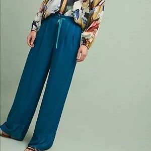 Anthropologie Elevenses Silky Blue Pants, size 00